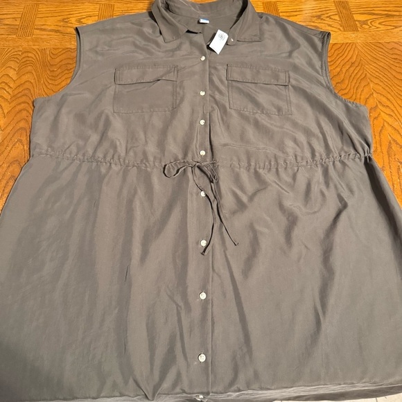 NEW Old Navy Waist Defined Collared Sleeveless Utility Midi Dress Army Green 2X - Picture 4 of 15